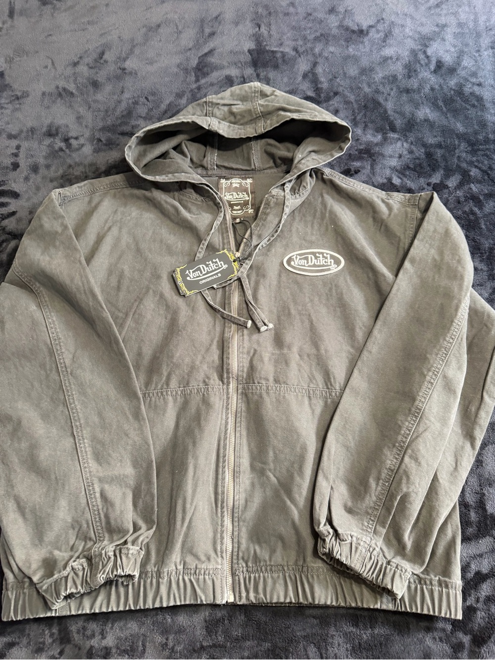 Von Dutch Men's Charcoal Hooded Zip Jacket XL